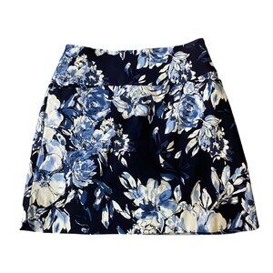 S.C. & Co. Blue & White Floral A-Line Skirt Skort Shorts Medium